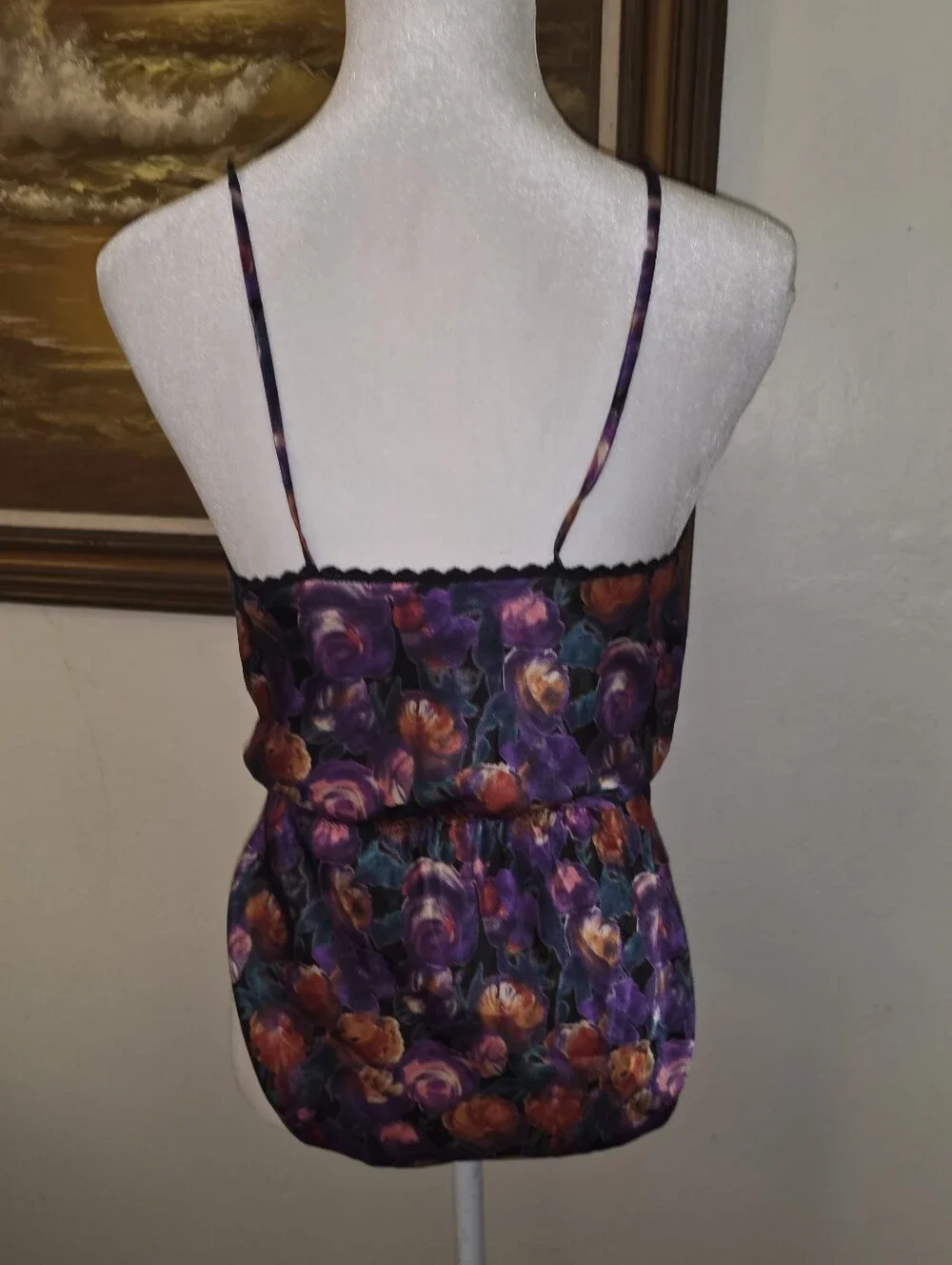 Vintage Myonne 1980s Floral Teddy Bodysuit Camisole Tank Top Lingerie - Picture 5 of 14